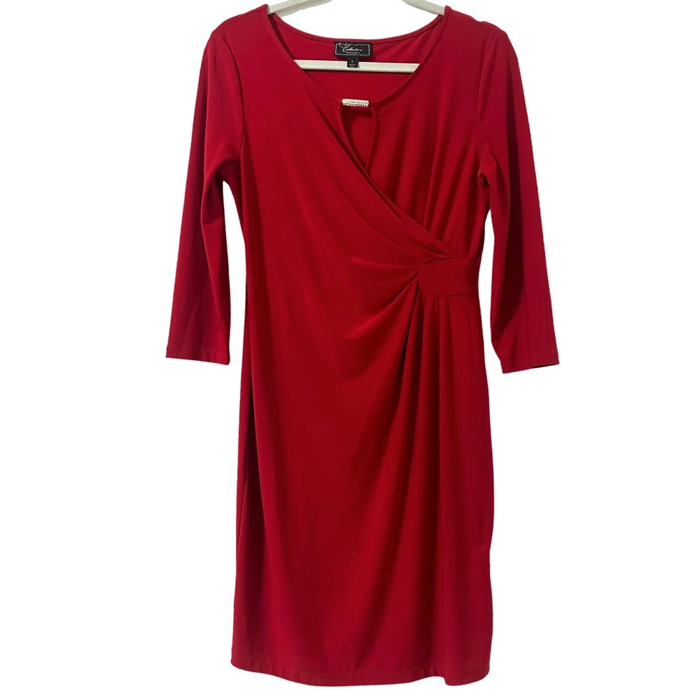 Dressbarn Collection Women’s Gathered Waist Red Formal Dress Size S